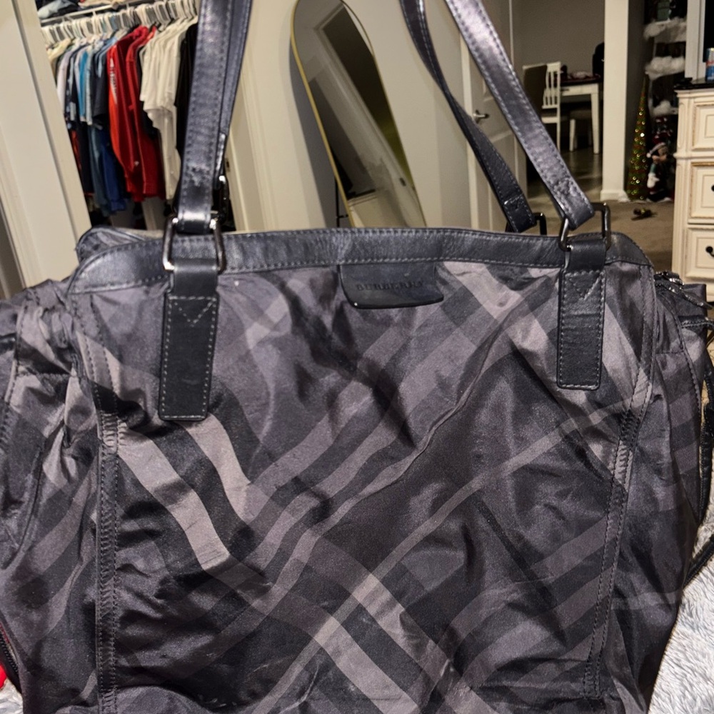 Burberry Black and Gray Checkered Women's Bag